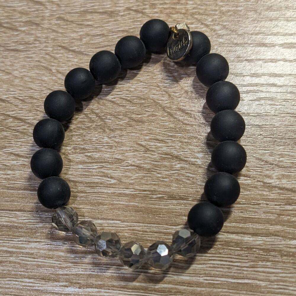 Erimish Black Matte Coal Grey Boho Bead Bracelet